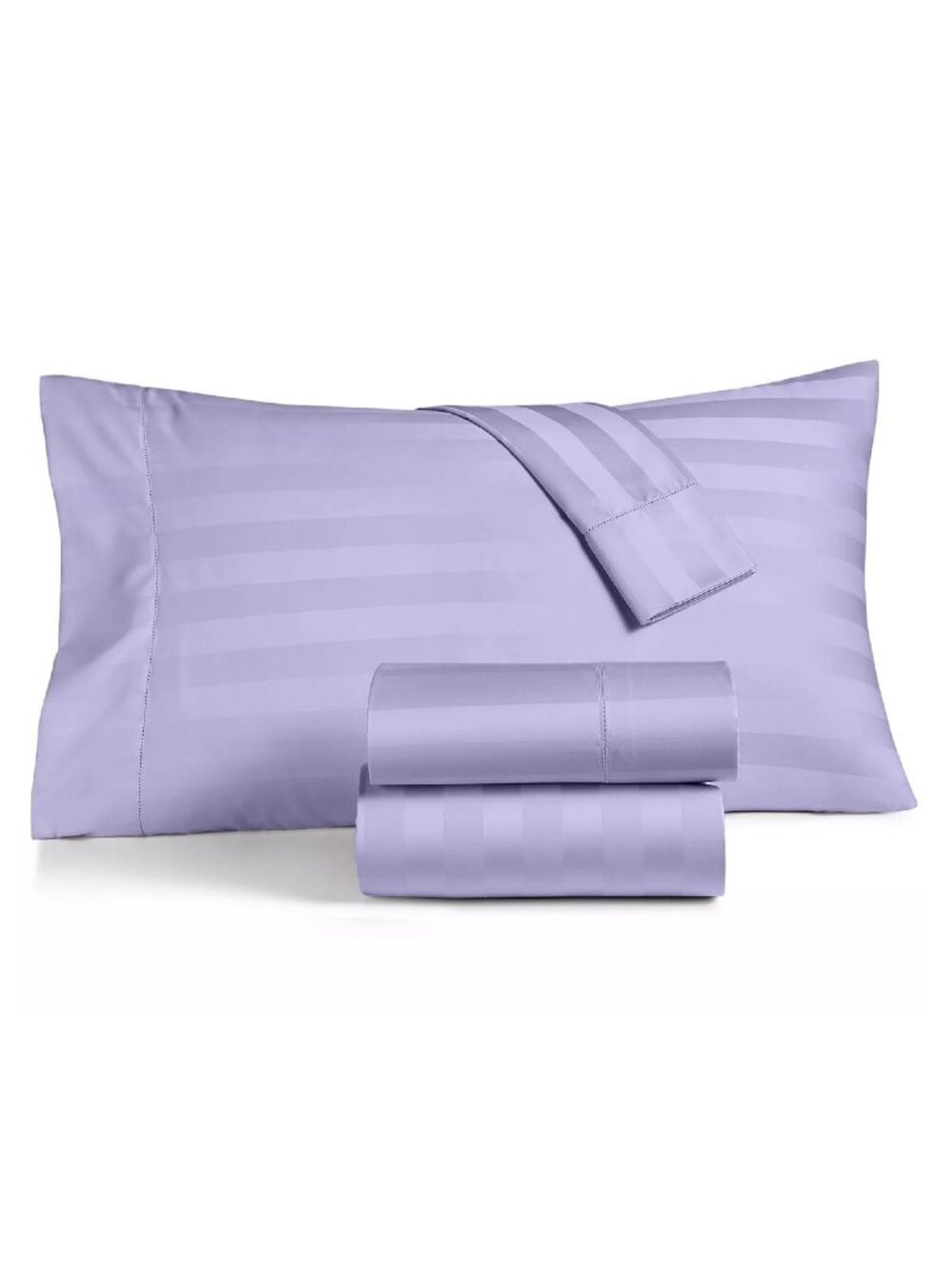 brand new PALE LILAC STRIPE Charter Club Damask 550 TC Cotton QUEEN Sheet Set